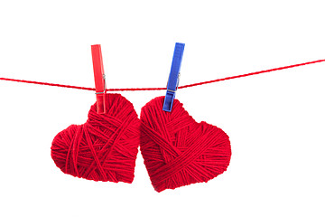 Image showing two thread hearts 