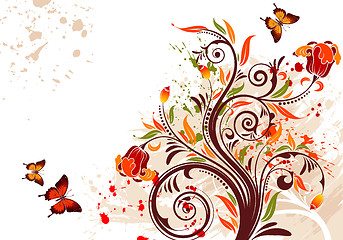 Image showing Grunge flower background