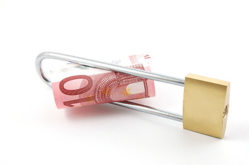 Image showing Padlock with money