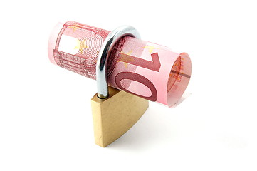 Image showing Padlock with money