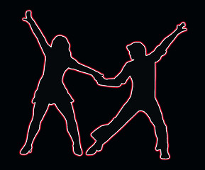 Image showing Lets Party Dancing 70s Neon Outline Couple