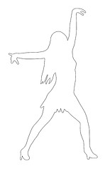 Image showing Outline Dancing Girl Spread Arms Pose