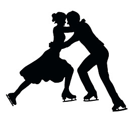 Image showing Silhouette Ice Skater Couple Embrace