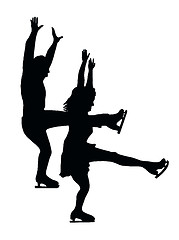Image showing Silhouette Ice Skater Couple Front Kick
