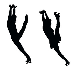 Image showing Silhouette Ice Skater Couple High Kick