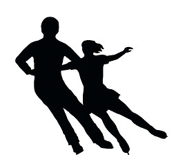 Image showing Silhouette Ice Skater Couple Side by Side Turn