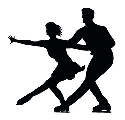 Image showing Silhouette Ice Skater Couple Side by Side