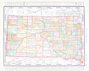 Image showing Antique Color Map South Dakota, United States, USA