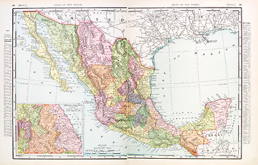 Image showing Antique Vintage Color English Map of Mexico