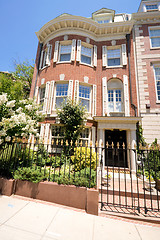 Image showing Adams Federal Style Red Brick Row House Metal Gate