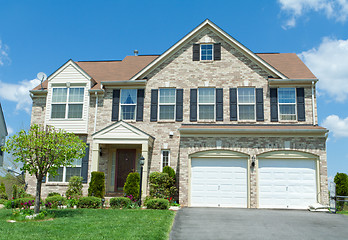 Image showing Front Brick Faced Single Family House Suburban MD