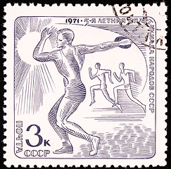 Image showing Russia Postage Stamp Track Field Discus Race Man