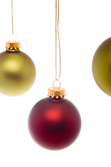 Image showing Green Red Christmas Ball Isolated White Background