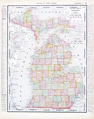 Image showing Antique Map of Michigan, MI, United States, USA