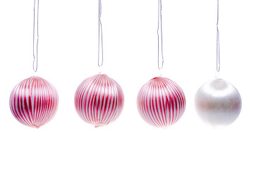 Image showing Vintage Christmas Balls Striped Hanging Isolated