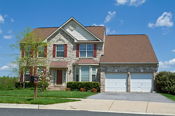 Image showing Front View Brick Single Family Home Suburban MD