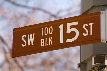 Image showing Sign for 15th Street, Southwest, Washington DC