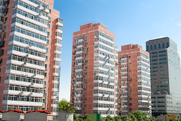 Image showing Apartments Building Towers Beijing, China Blue Sky