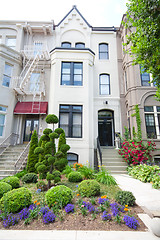 Image showing Brick Victorian Row Homes Houses Washington DC Wide Angle