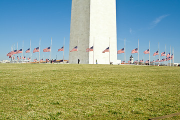 Image showing Circle of Flags at Half Mast Washington Monument