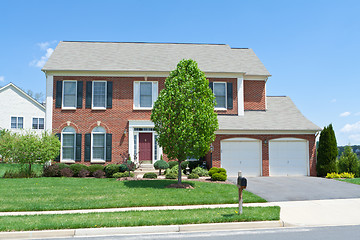 Image showing Brick Faced Single Family Home, Suburban Maryland