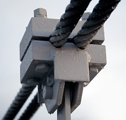 Image showing Detail of a suspension bridge. Shallow depth of field.