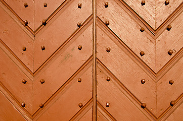 Image showing Antique wooden doors closeup and details.