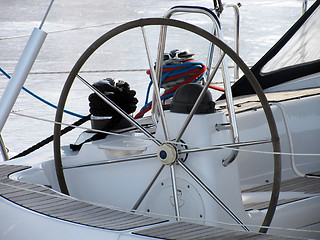 Image showing handwheel on a yacht