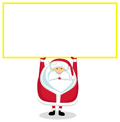 Image showing Cartoon Santas holding blank signs. Vector illustration  