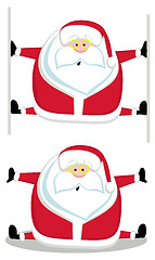 Image showing Cartoon Santa making splits. Vector illustration  