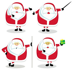 Image showing Four Santas in different positions. Vector illustration  