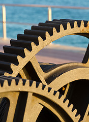 Image showing Large gears of a marine engine boat