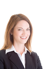 Image showing Head Shot Smiling Happy Caucasian Business Woman White Backgroun