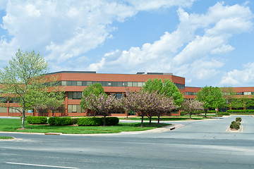 Image showing New Brick Office Building Trees Suburban MD USA