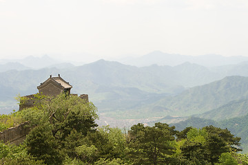 Image showing Guard Tower Mutianyu Great Wall Mountains Beijing