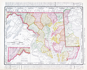 Image showing Antique Vintage Color Map Maryland Delaware, USA