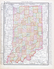 Image showing Antique Vintage Color Map of Indiana, USA