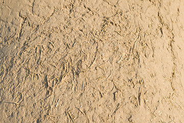 Image showing Full Frame Adobe Mud Wall, Rough Straw Texture