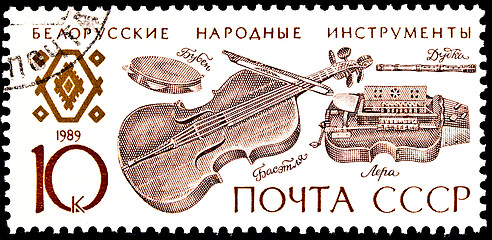 Image showing Belorussian Folk Music Instruments Postage Stamp