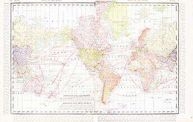 Image showing America Centric Antique Vintage Color World Map