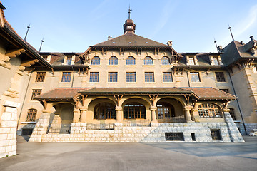 Image showing Old Gothic Style School, Geneva, Switzerland,  Wide Angle Lens