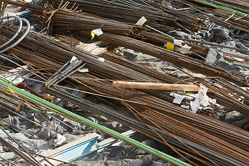 Image showing Rusting Steel Rebar Building Construction Site