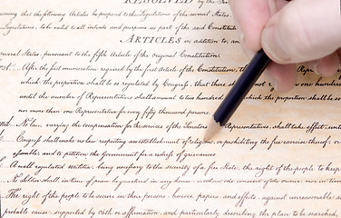 Image showing Editing First Amendment Pencil US Constitution