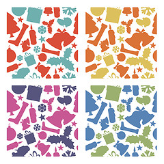 Image showing Seamless vector christmas patterns from various shapes