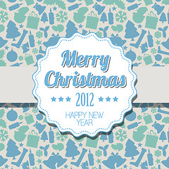 Image showing Vector Vintage blue Christmas label