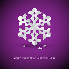 Image showing Vector white paper christmas snowflake