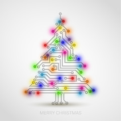 Image showing Vector christmas tree from digital electronic circuit 