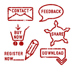 Image showing Simple vector contact, feedback, share, buy, download, register stamps