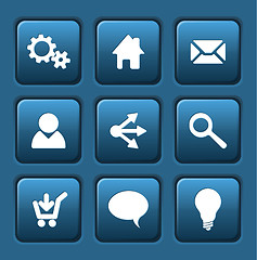 Image showing Set of blue vector web square buttons