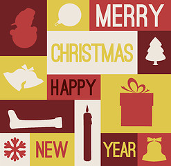 Image showing Vector Retro christmas card with various seasonal shapes